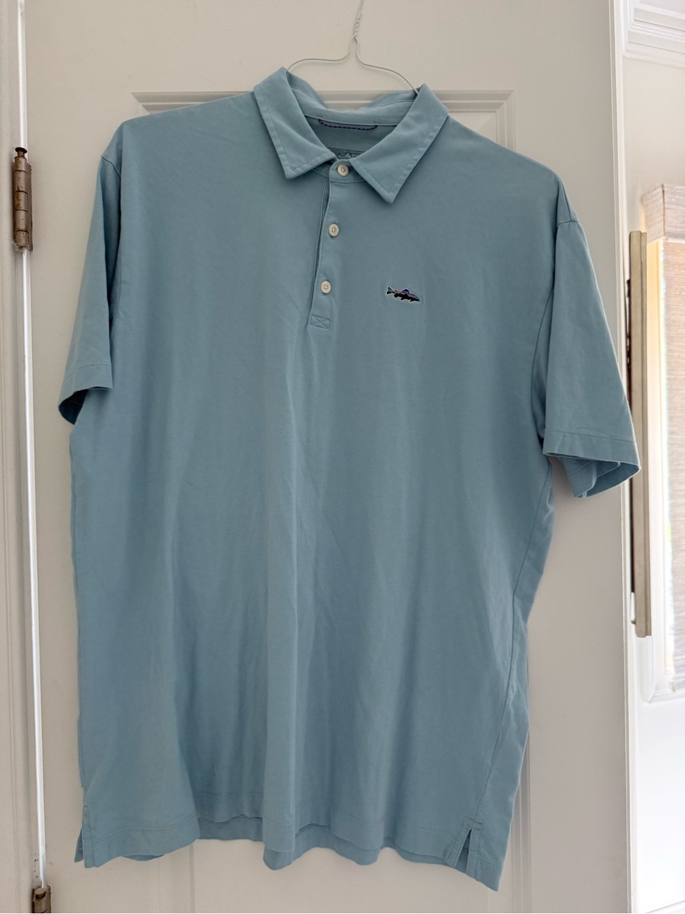 Patagonia Light Blue Men's Polo Shirt - Short Sleeve